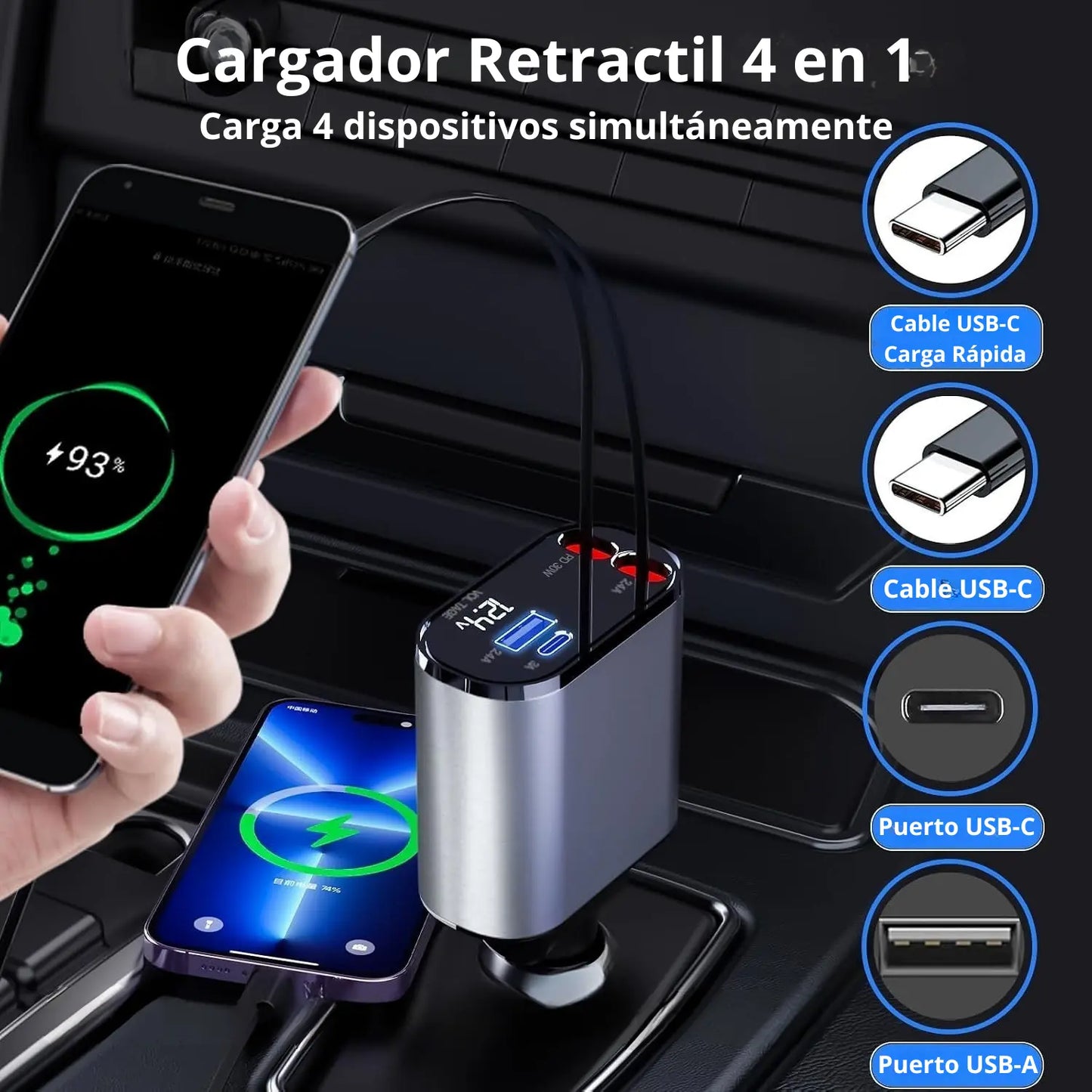 CargaMax Auto – Carga Rápida Sin Cables Sueltos