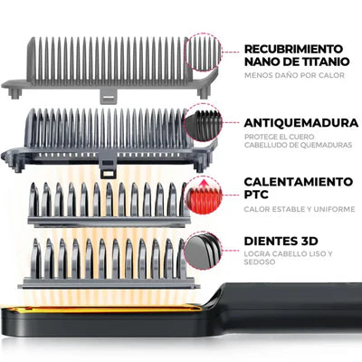 Cepillo Alisador – Cabello Suave – Disfruta de un Look Profesional sin Esfuerzo en Casa