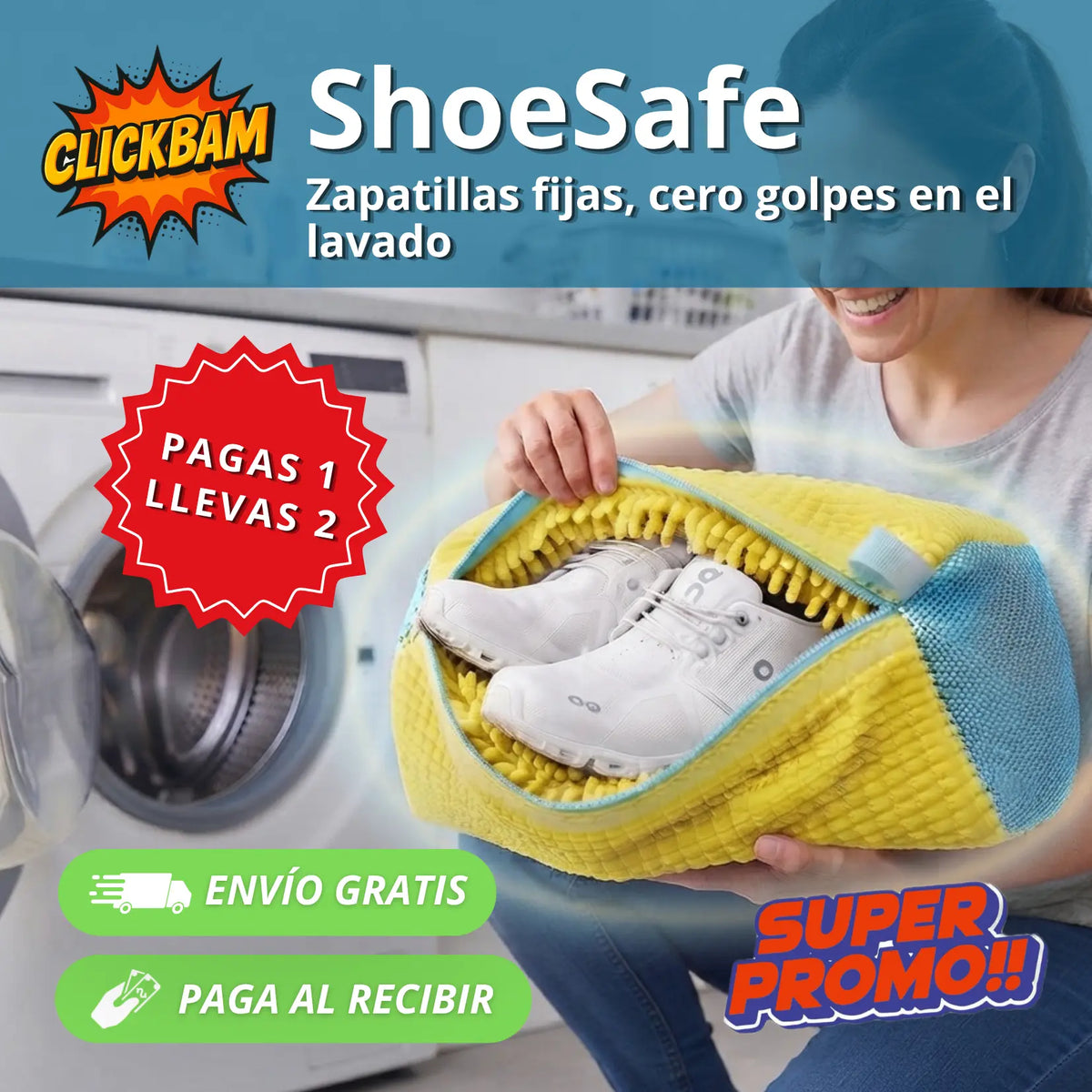 ShoeSafe - Zapatillas fijas, cero golpes en el lavado
